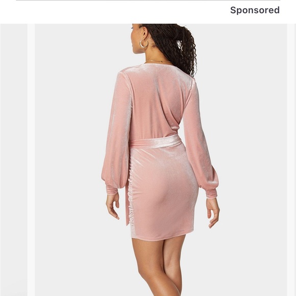 Bebe Pink Velvet Wrap Dress NEW WITH TAGS - Picture 2 of 2
